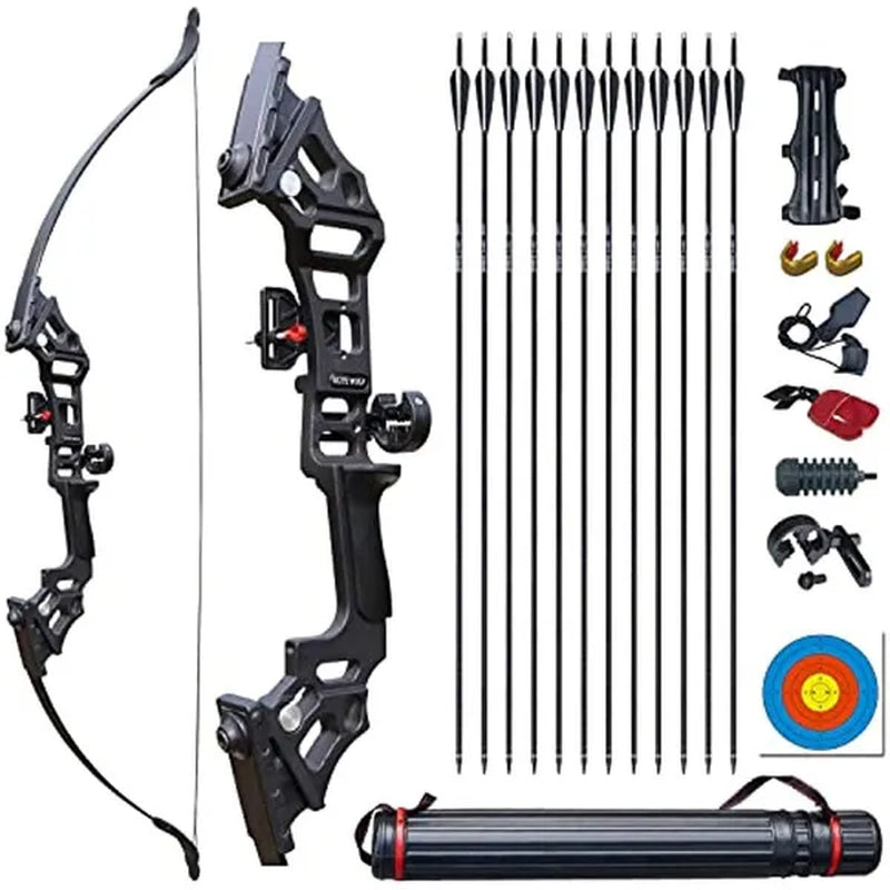 Adult Bow and Arrow Set for Youth Archery Recurve Bow Takedown Practice Hunting Long Bow for Sports Outdoor Shooting Training Right Hand