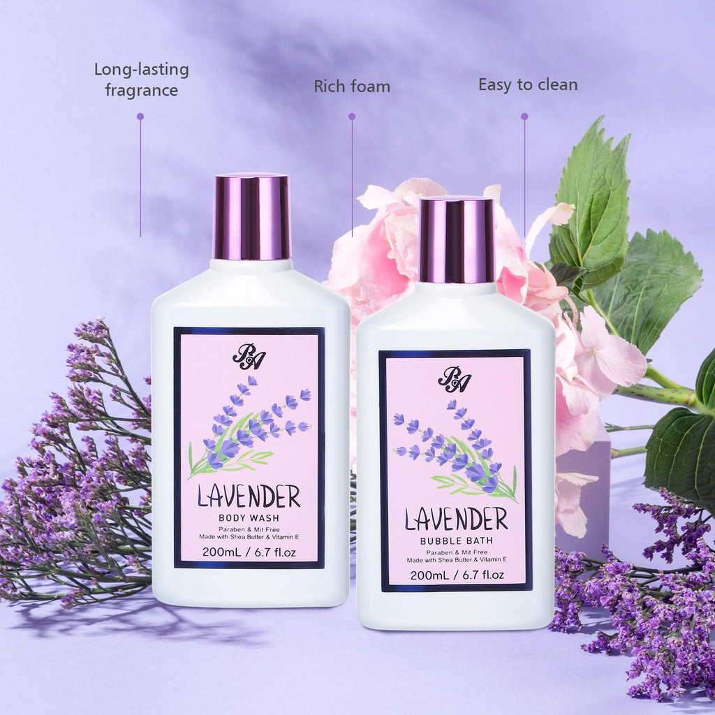 Bath & Body Kit, Spa Gifts for Women - 20Pcs Spa Gift Baskets Lavender Scented Includes Body Wash, Bubble Bath, Bath Bomb, Manicure Set. Gifts for Mom, Birthday Gifts, Home Spa Kit Gift for Her
