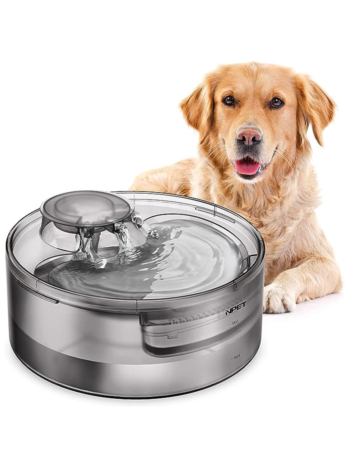 NPET DF10 Dog Water Fountain, 170Oz/1.3Gallon/5L Large Automatic Pet Water Dispenser Dog Water Bowl with Cleaning Kit, Replacement Filter for Cat, Dogs, Multiple Pets