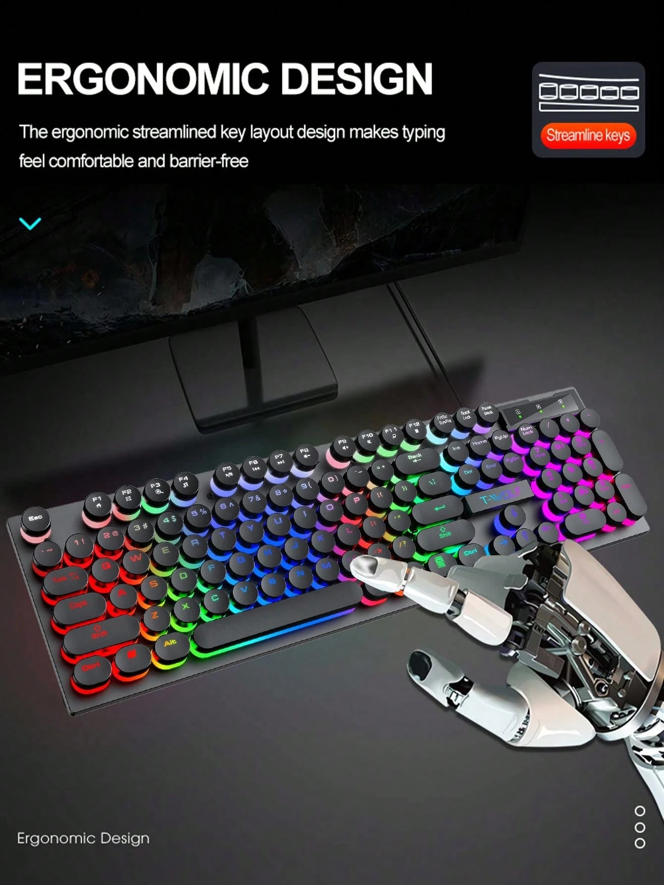 Mechanical Keyboard Wired Gaming Keyboard with Backlight for Desktop, Laptop