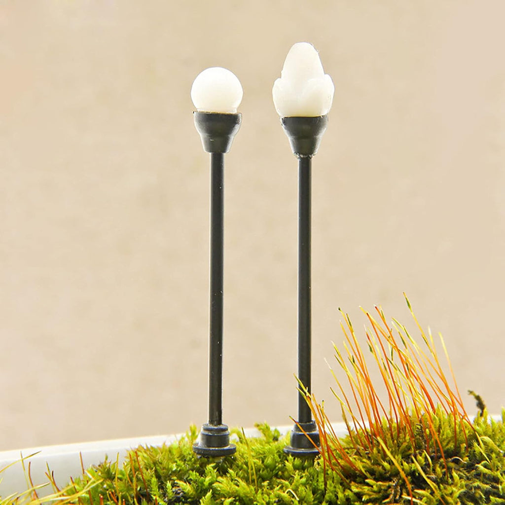 Dollhouse Miniatures Furniture Accessories, 4Pcs DIY Function Dollhouse Garden Light Black and White High Simulated Tiny Landscape Lamp Toy - C