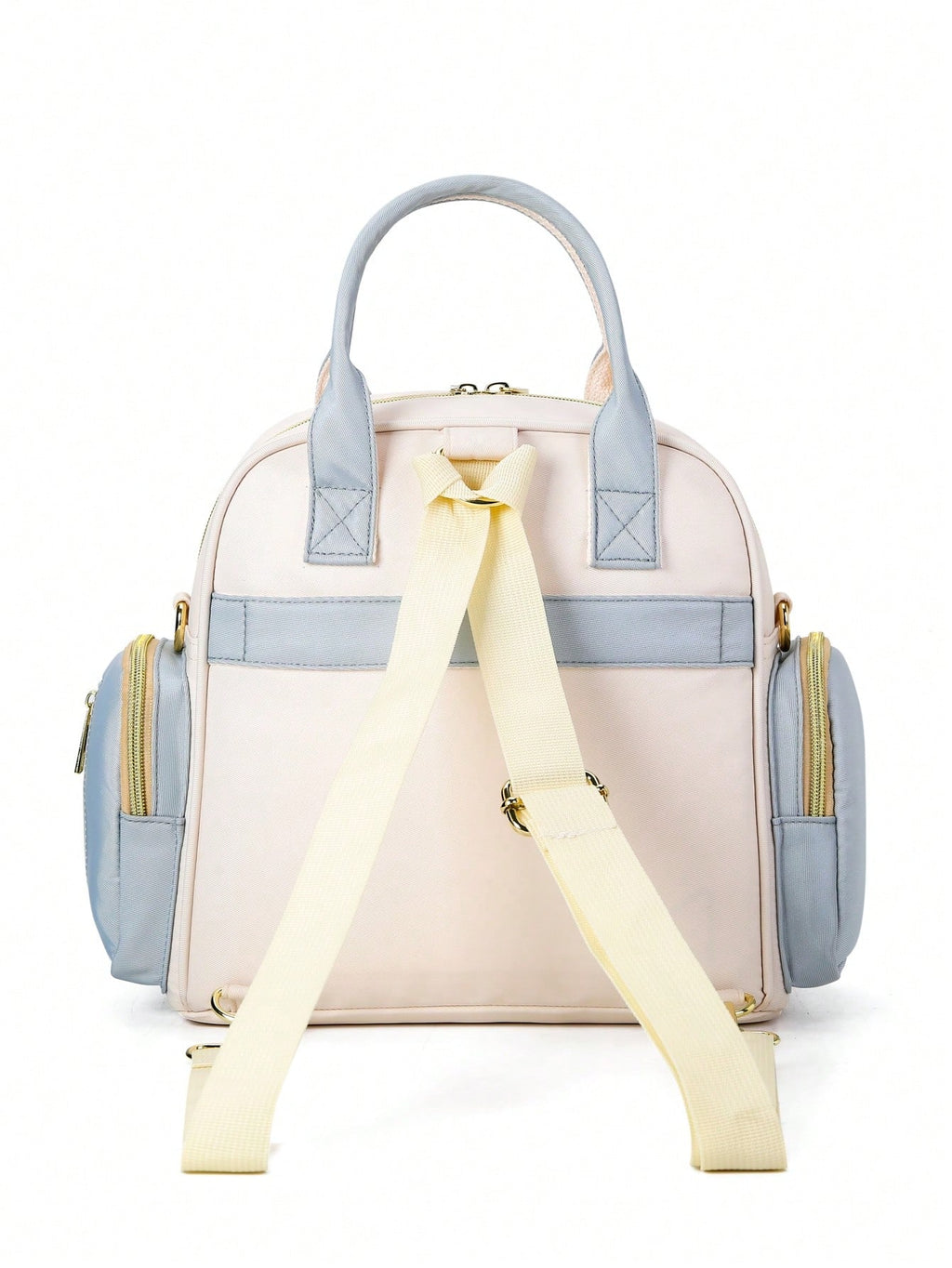 Baby Color Block Large Capacity Polyester Zipper Diaper Bag
