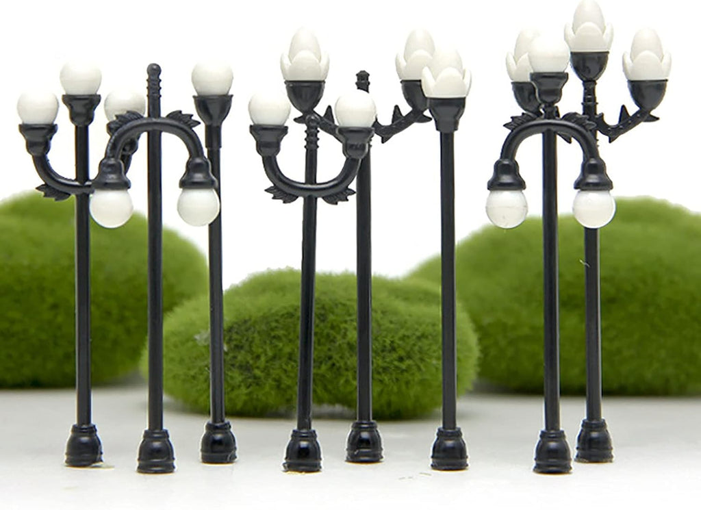 Dollhouse Miniatures Furniture Accessories, 4Pcs DIY Function Dollhouse Garden Light Black and White High Simulated Tiny Landscape Lamp Toy - C