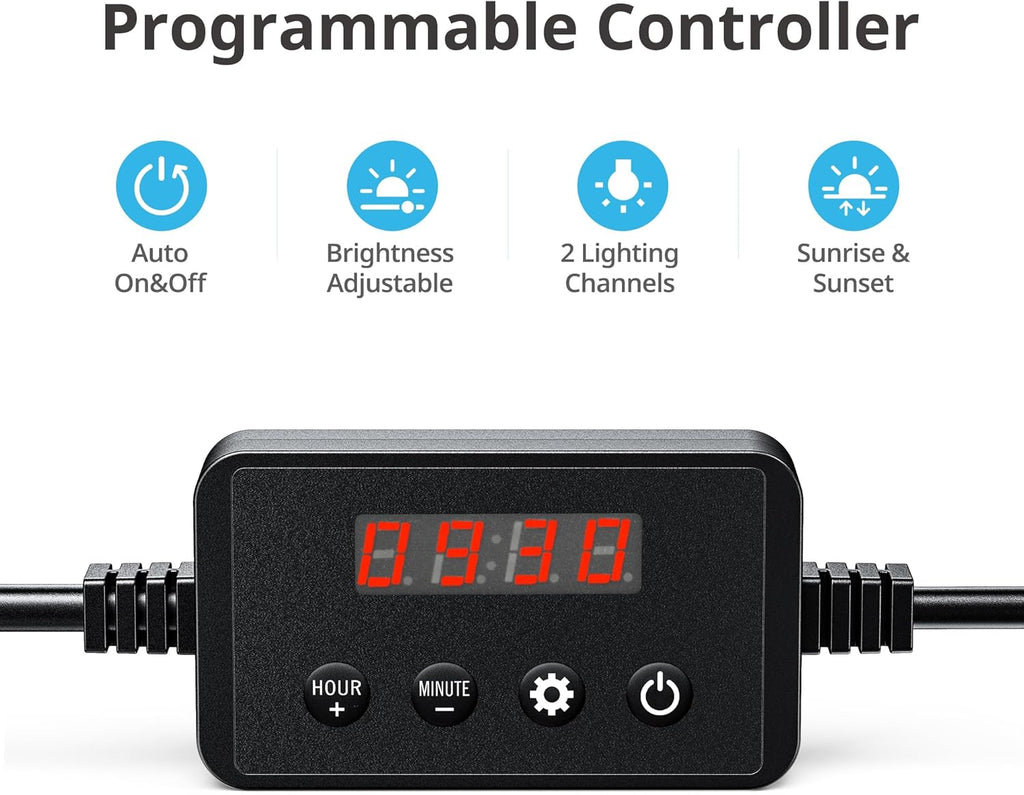 Classicled plus LED Aquarium Light with Timer, 32 Watts, for 48 to 54 Inch Fish Tank Light, Daylight and Moonlight Cycle