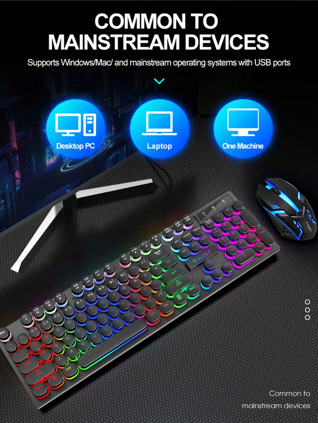 Mechanical Keyboard Wired Gaming Keyboard with Backlight for Desktop, Laptop