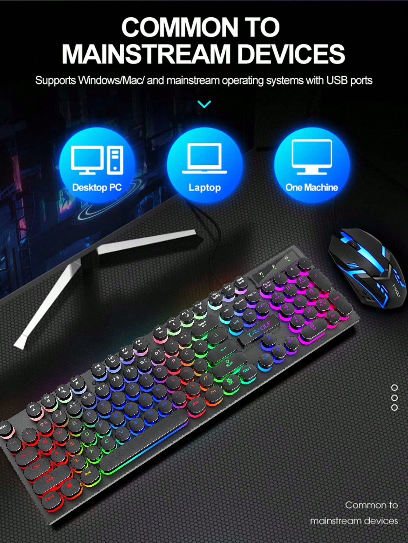 Mechanical Keyboard Wired Gaming Keyboard with Backlight for Desktop, Laptop
