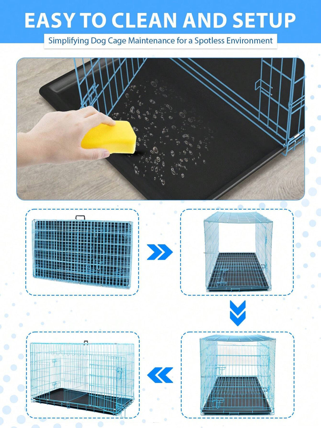 Small Dog Crate for Puppy, 24 Inch Metal Wire Pet Dog Cage for Small Animals Rabbit Indoor Outdoor Foldable Metal Dog Kennel with Divider Panel, Leak-Proof Plastic Pan