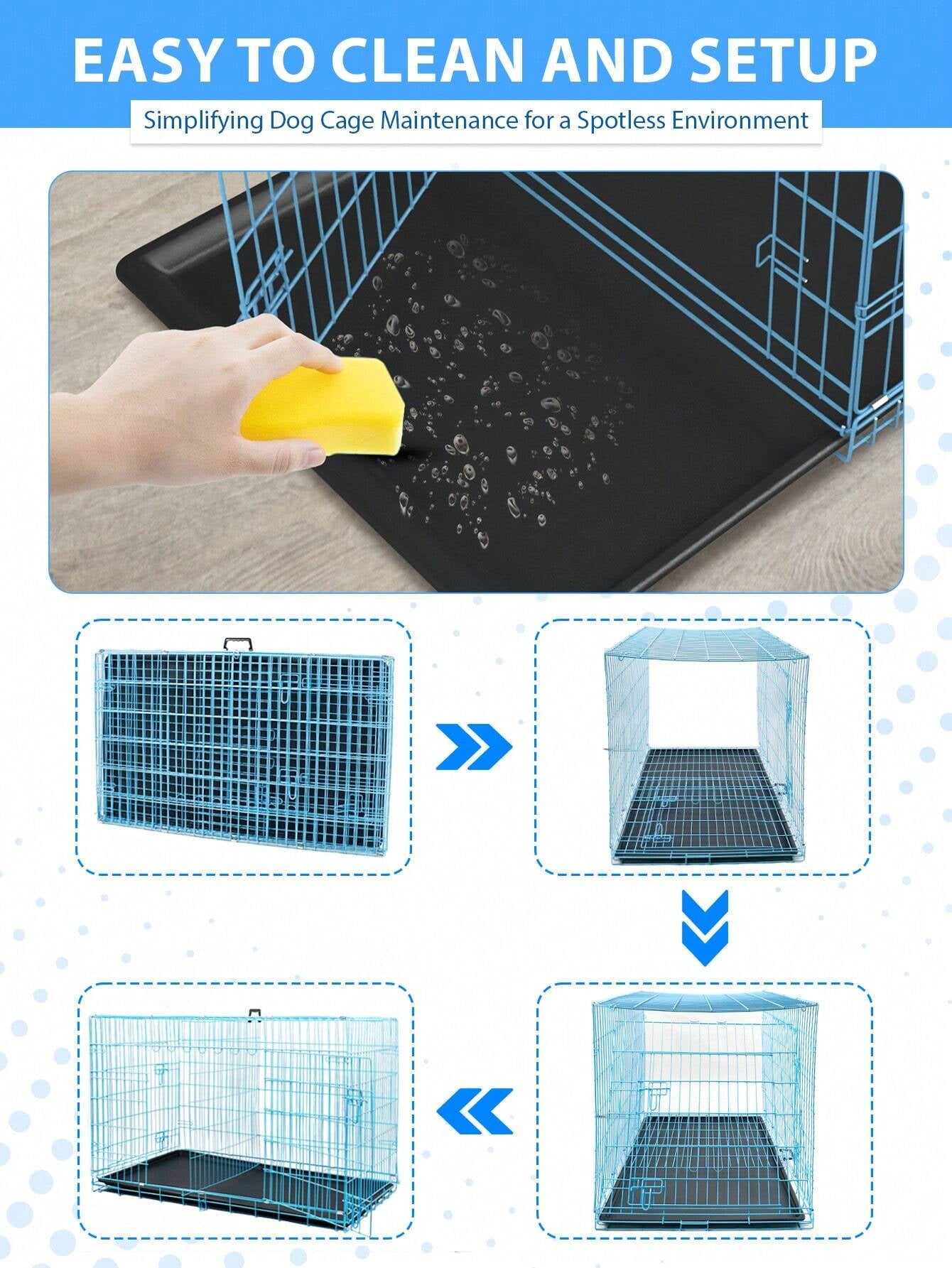 Small Dog Crate for Puppy, 24 Inch Metal Wire Pet Dog Cage for Small Animals Rabbit Indoor Outdoor Foldable Metal Dog Kennel with Divider Panel, Leak-Proof Plastic Pan