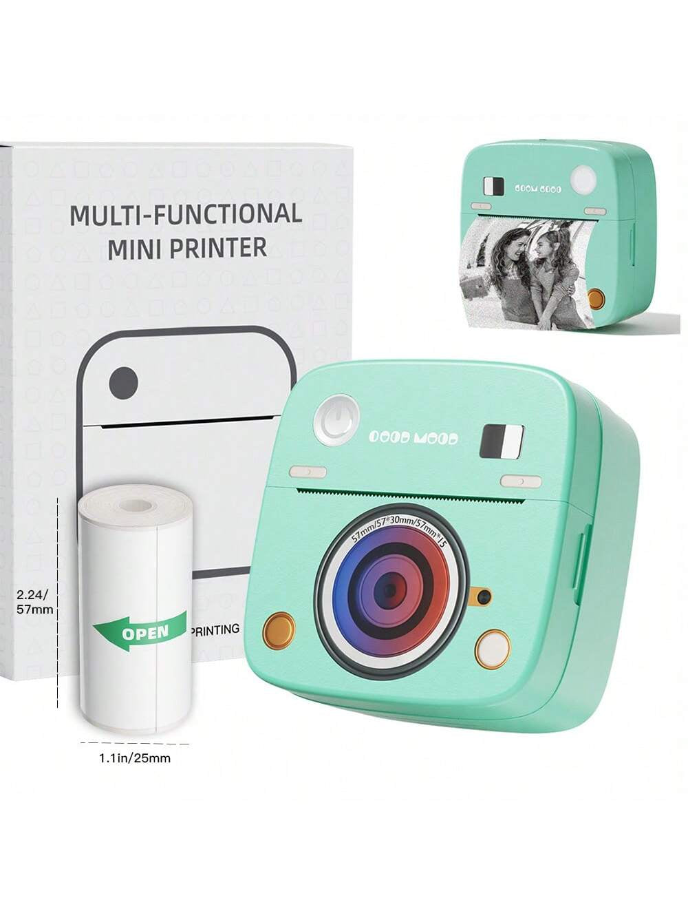 DOLEWA Wireless Portable Photo Printer, Mini Sticker Printer Compatible with IOS & Android, Bluetooth Pocket Printer Printing, Instant Printing