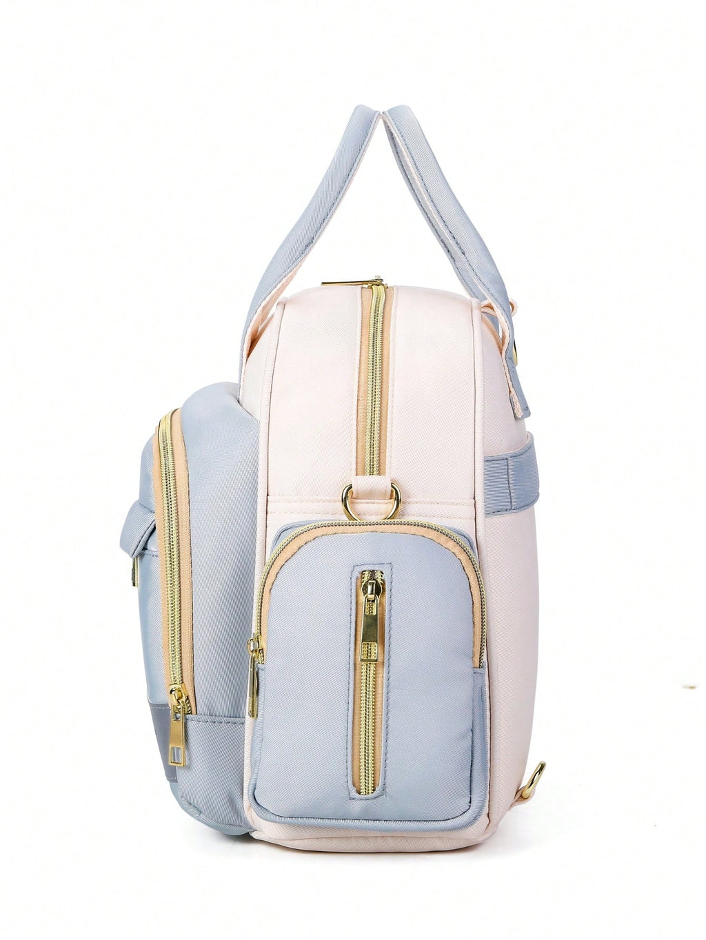 Baby Color Block Large Capacity Polyester Zipper Diaper Bag