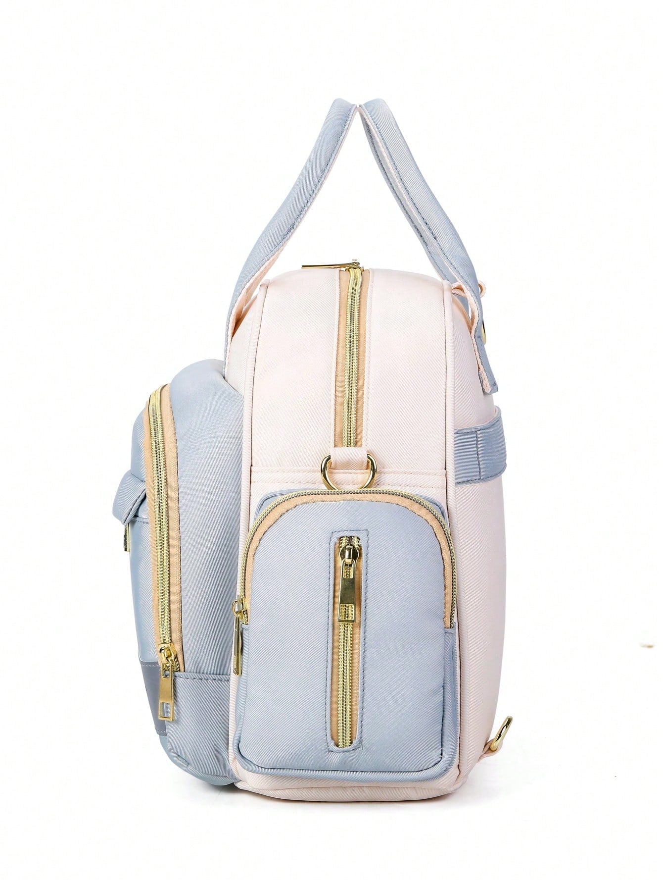 Baby Color Block Large Capacity Polyester Zipper Diaper Bag
