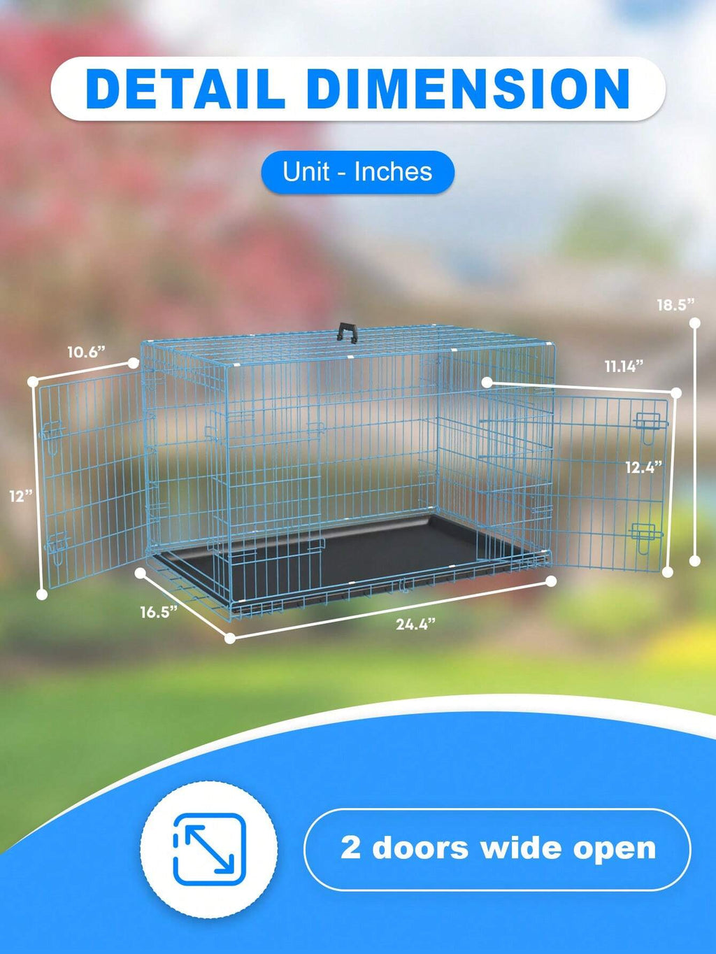 Small Dog Crate for Puppy, 24 Inch Metal Wire Pet Dog Cage for Small Animals Rabbit Indoor Outdoor Foldable Metal Dog Kennel with Divider Panel, Leak-Proof Plastic Pan