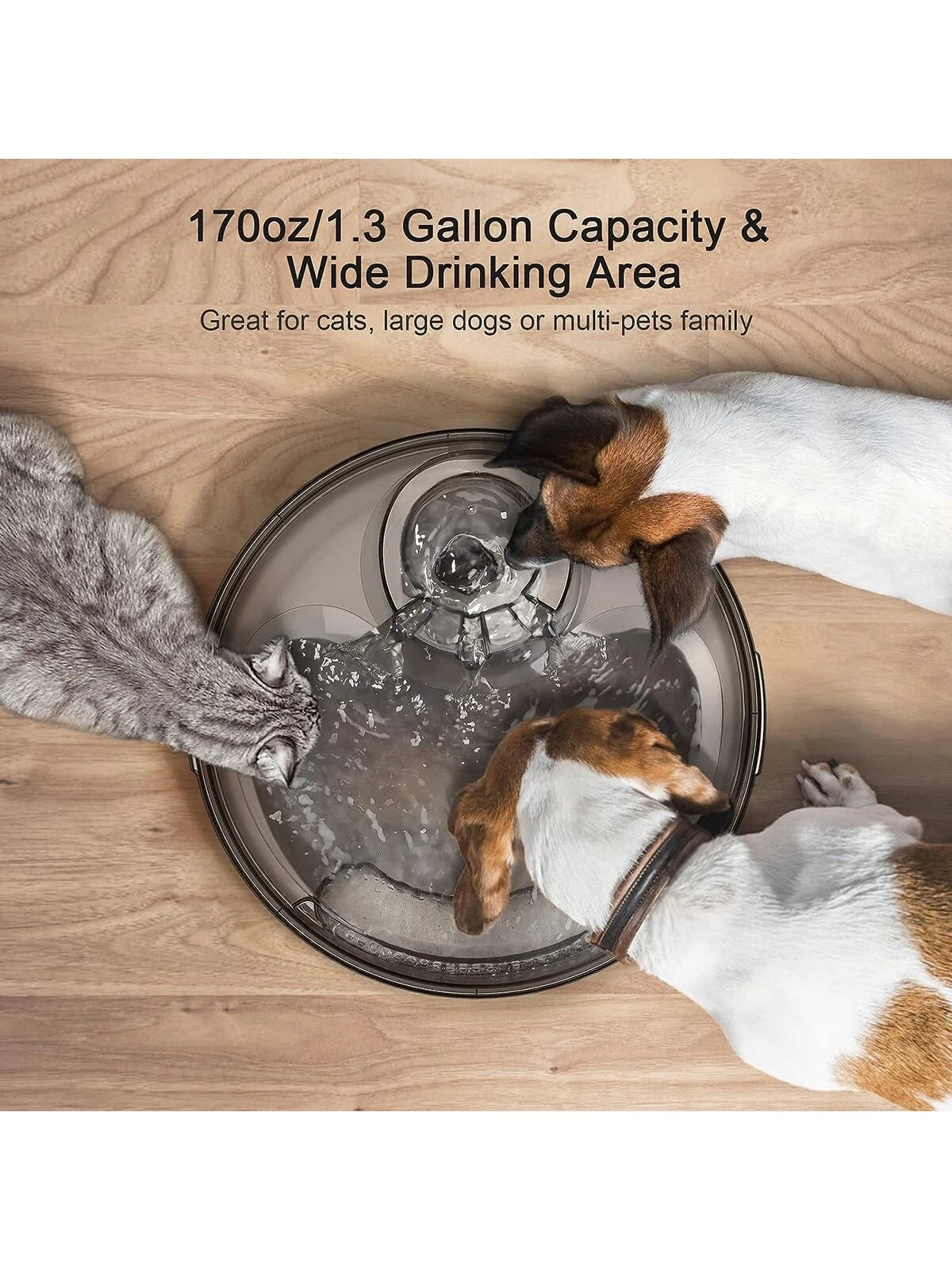 NPET DF10 Dog Water Fountain, 170Oz/1.3Gallon/5L Large Automatic Pet Water Dispenser Dog Water Bowl with Cleaning Kit, Replacement Filter for Cat, Dogs, Multiple Pets