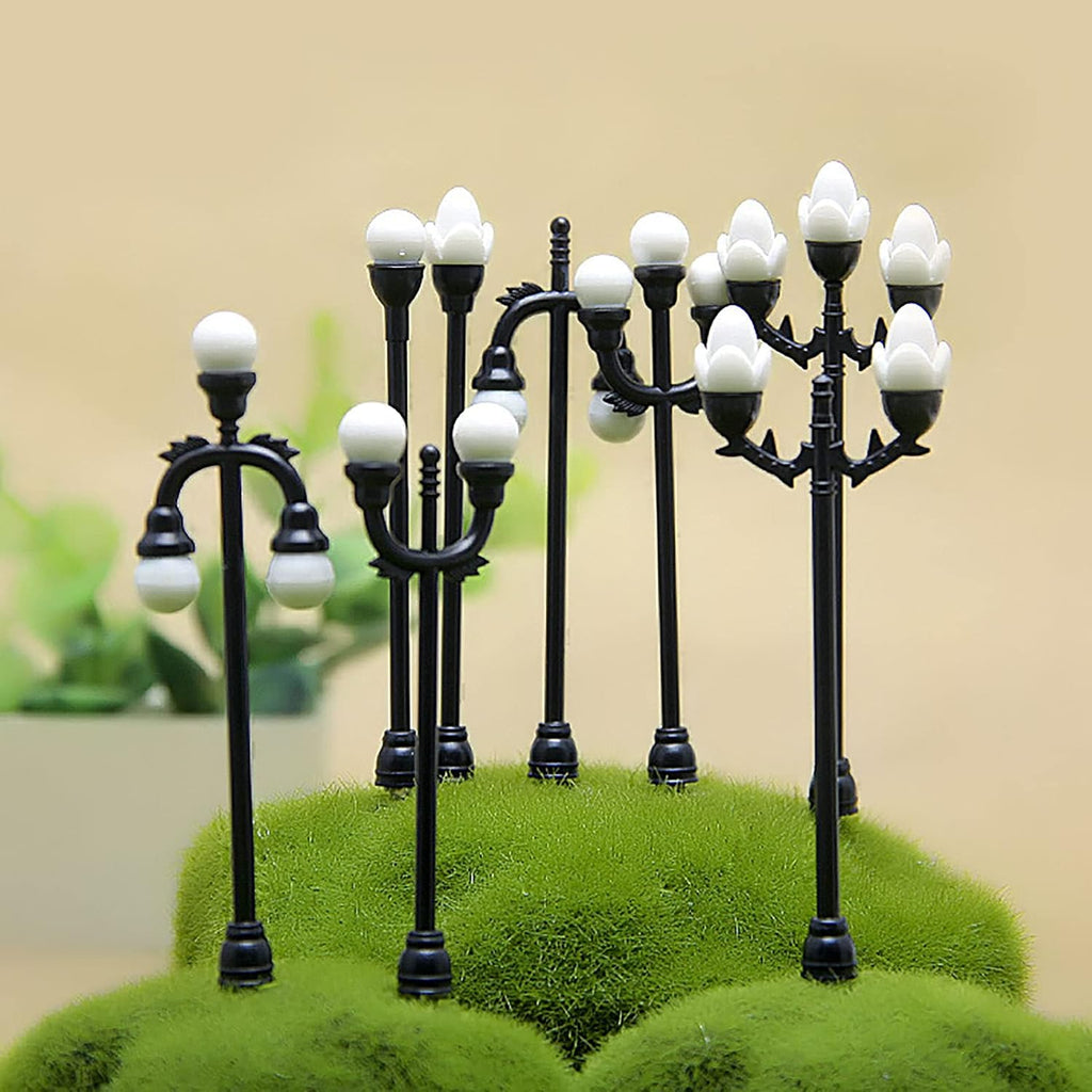Dollhouse Miniatures Furniture Accessories, 4Pcs DIY Function Dollhouse Garden Light Black and White High Simulated Tiny Landscape Lamp Toy - C
