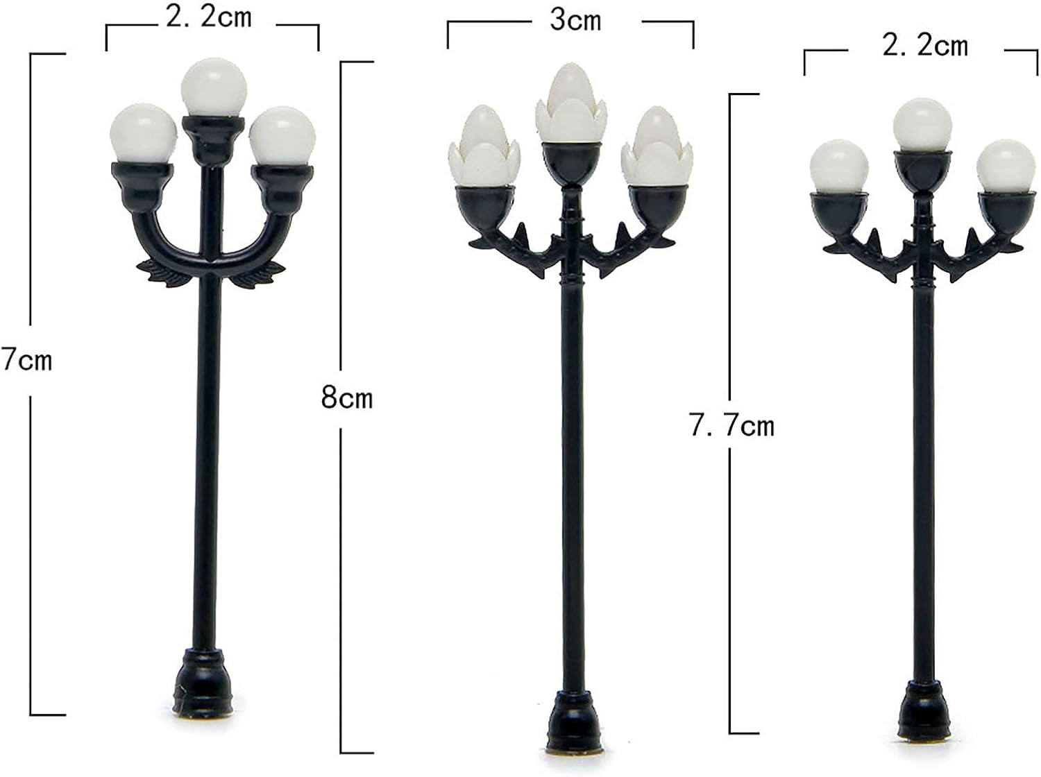 Dollhouse Miniatures Furniture Accessories, 4Pcs DIY Function Dollhouse Garden Light Black and White High Simulated Tiny Landscape Lamp Toy - C