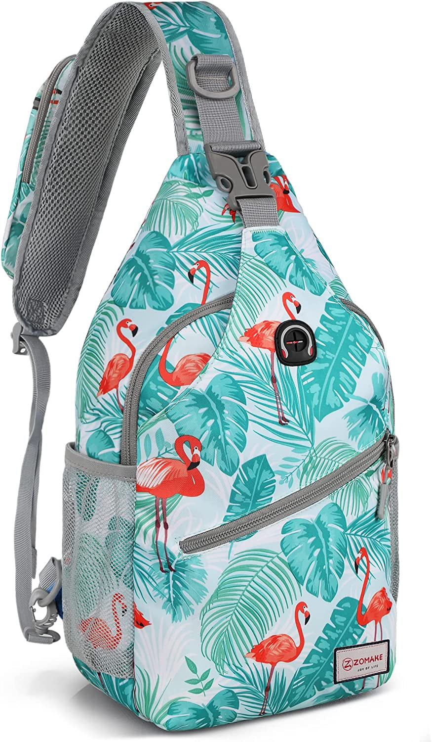 Sling Bag,Small Crossbody Sling Backpack,Water Resistant Shoulder Daypack for Travel,Anti Thief Chest Bag for Hiking(Flamingo Blue)