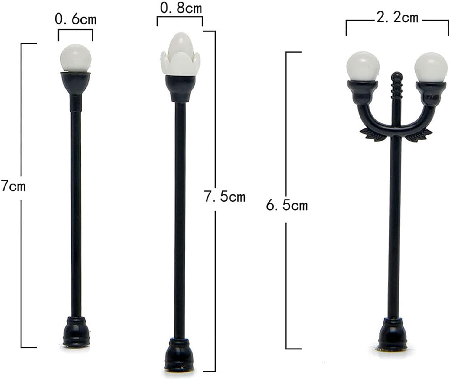 Dollhouse Miniatures Furniture Accessories, 4Pcs DIY Function Dollhouse Garden Light Black and White High Simulated Tiny Landscape Lamp Toy - C