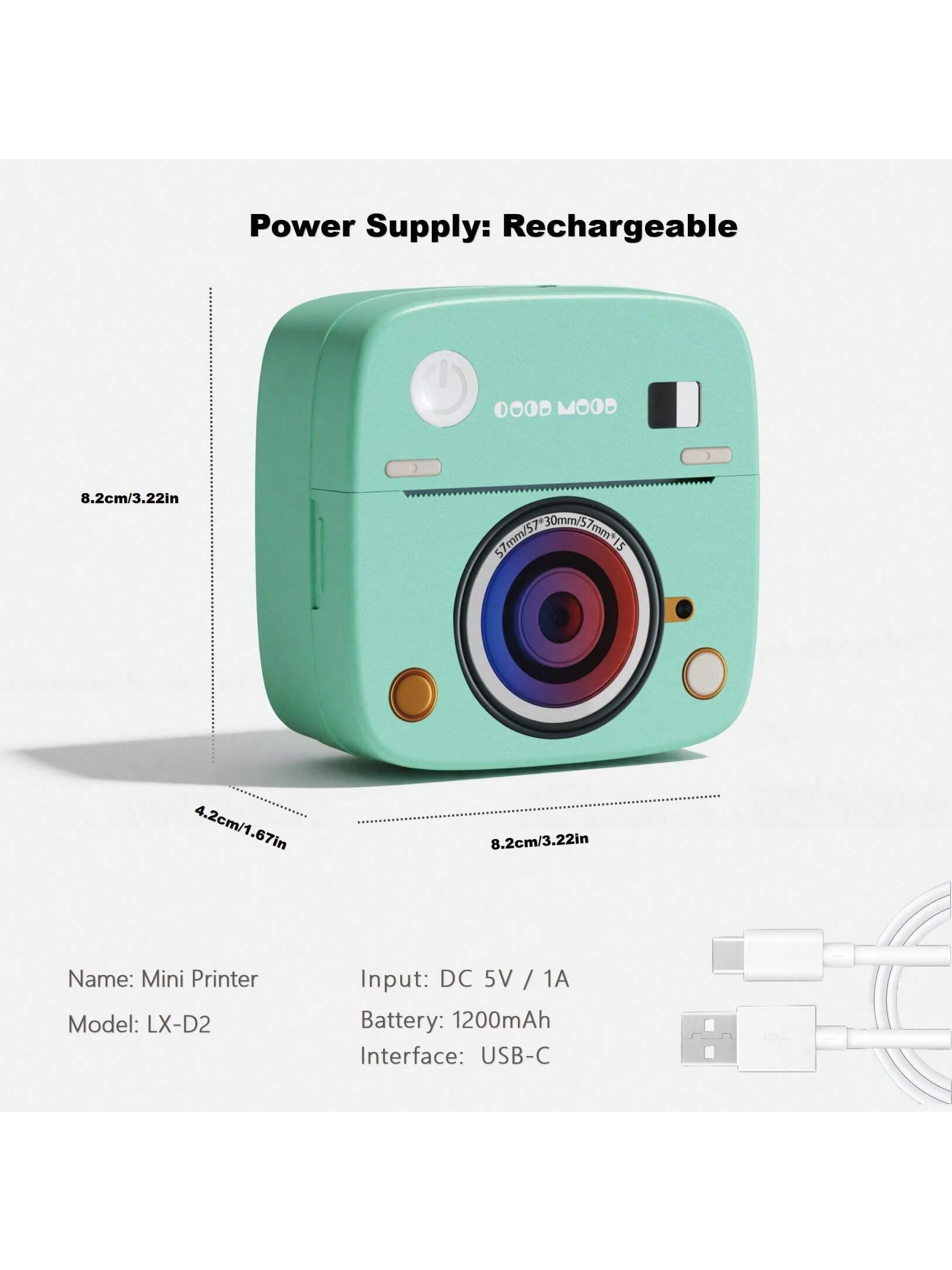 DOLEWA Wireless Portable Photo Printer, Mini Sticker Printer Compatible with IOS & Android, Bluetooth Pocket Printer Printing, Instant Printing