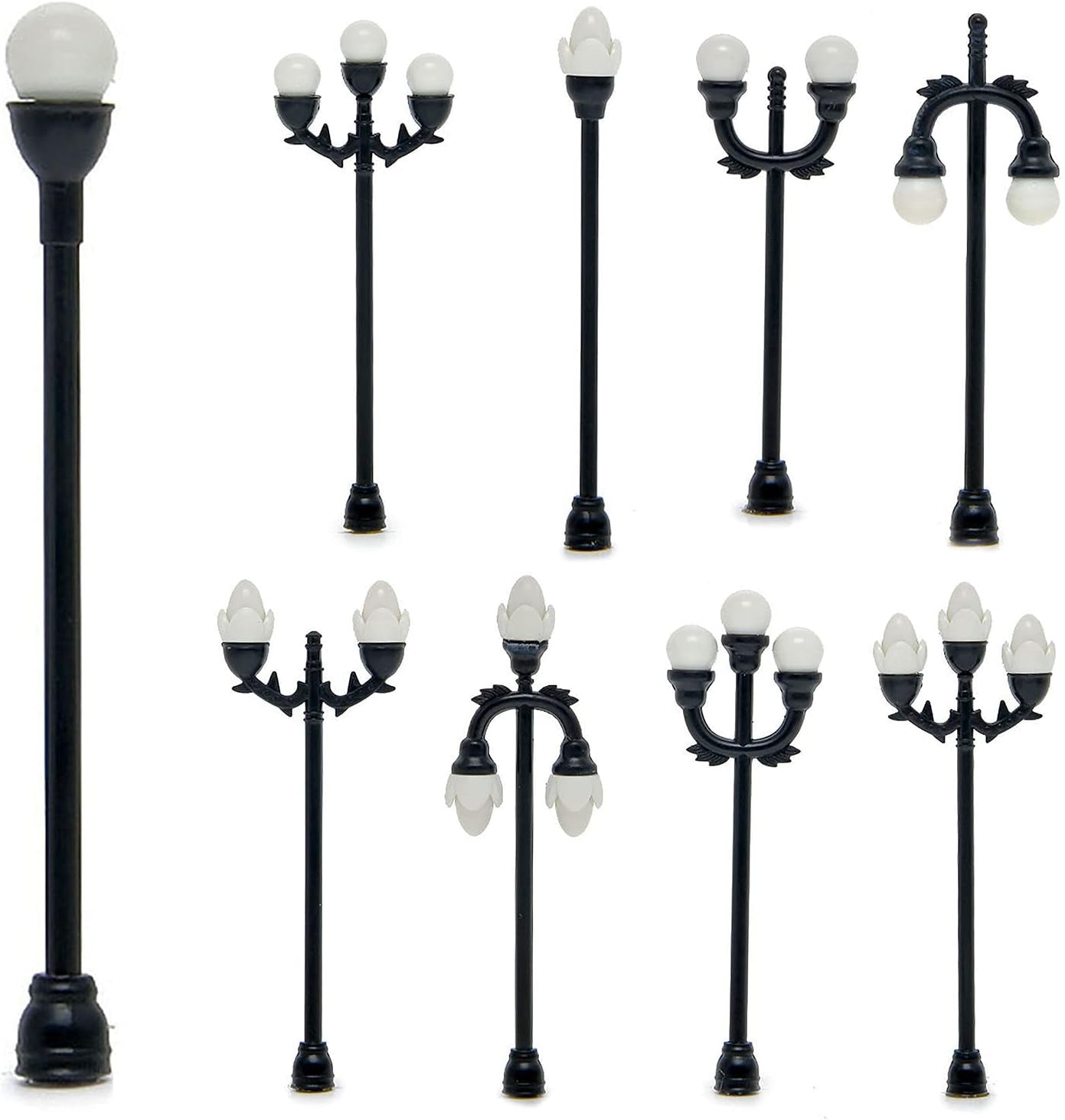 Dollhouse Miniatures Furniture Accessories, 4Pcs DIY Function Dollhouse Garden Light Black and White High Simulated Tiny Landscape Lamp Toy - C