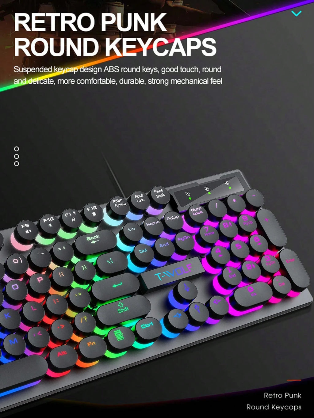 Mechanical Keyboard Wired Gaming Keyboard with Backlight for Desktop, Laptop