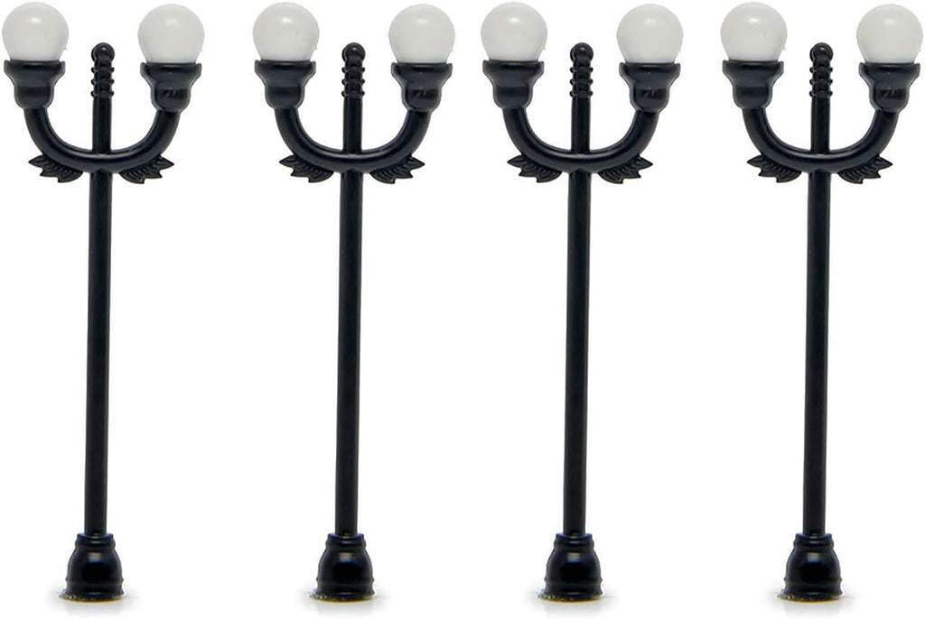 Dollhouse Miniatures Furniture Accessories, 4Pcs DIY Function Dollhouse Garden Light Black and White High Simulated Tiny Landscape Lamp Toy - C