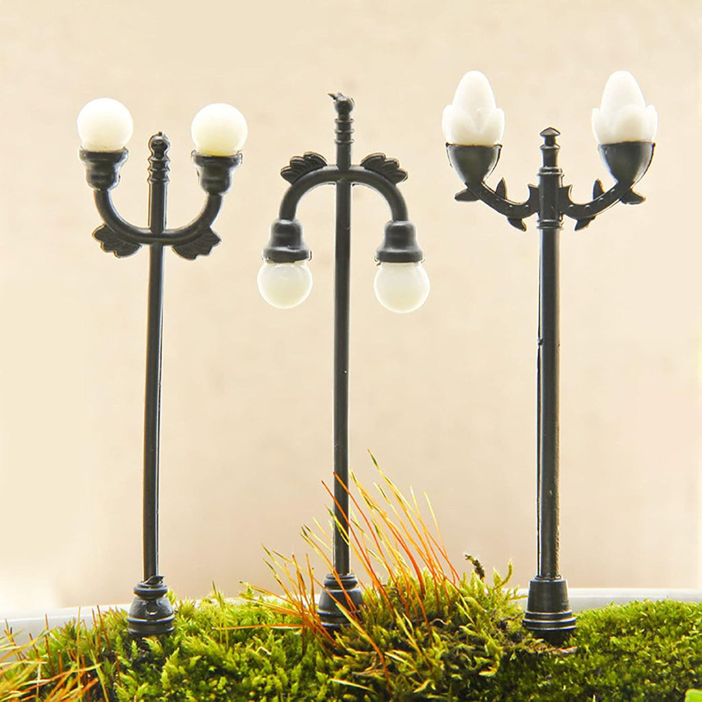Dollhouse Miniatures Furniture Accessories, 4Pcs DIY Function Dollhouse Garden Light Black and White High Simulated Tiny Landscape Lamp Toy - C