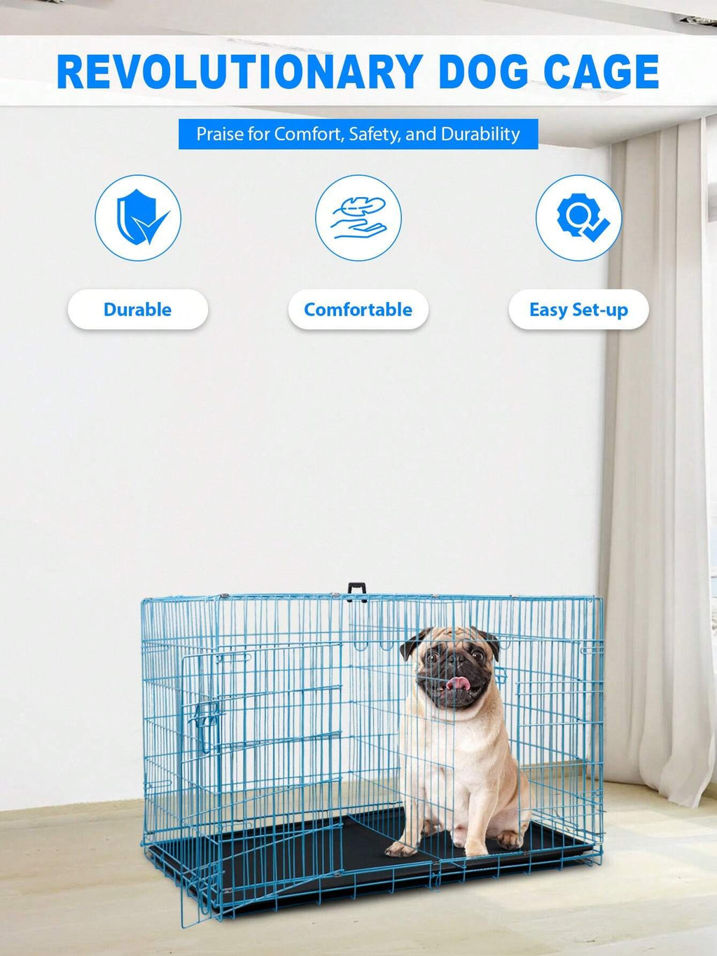 Small Dog Crate for Puppy, 24 Inch Metal Wire Pet Dog Cage for Small Animals Rabbit Indoor Outdoor Foldable Metal Dog Kennel with Divider Panel, Leak-Proof Plastic Pan