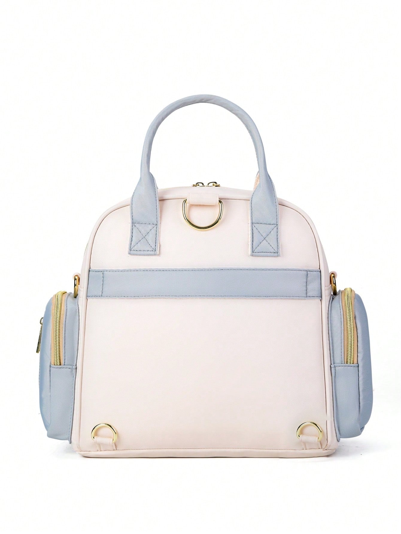 Baby Color Block Large Capacity Polyester Zipper Diaper Bag